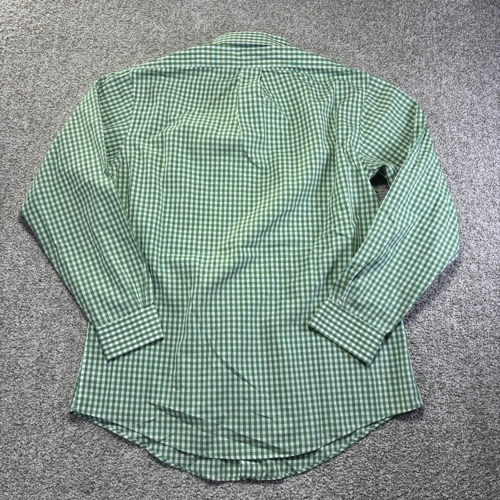 Brooks Brothers Shirt Mens 16.5 Green Gingham Slim Fit Long Sleeve Non Iron - Picture 7 of 7